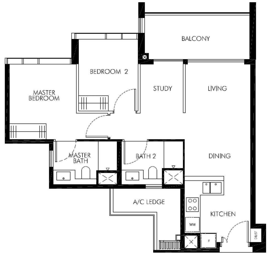 leedongreen2bedroomplusstudyfloorplanbs1singapore